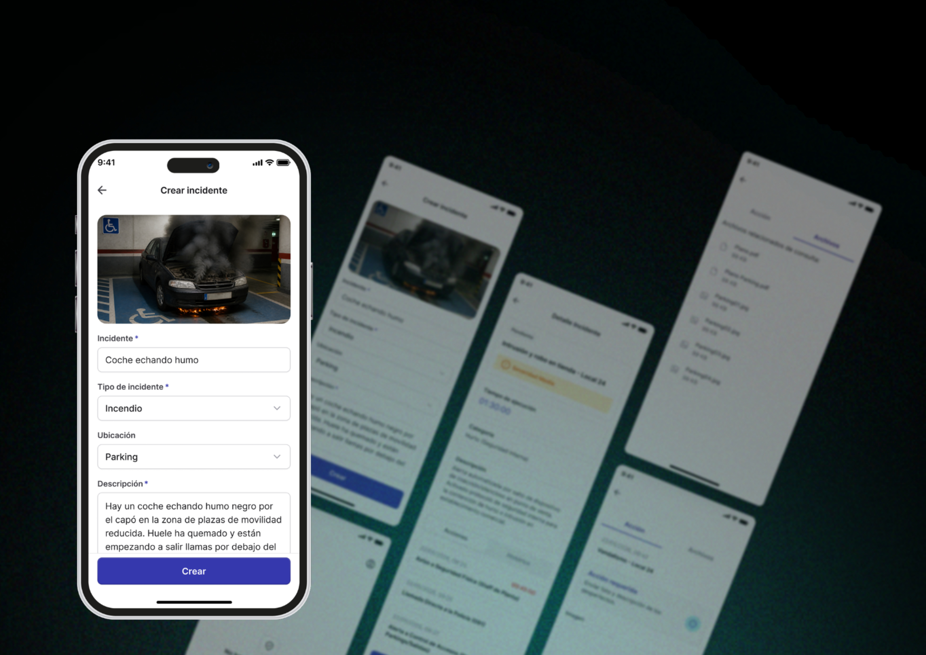Aplicación móvil de OPX para registrar y gestionar un incidente operativo